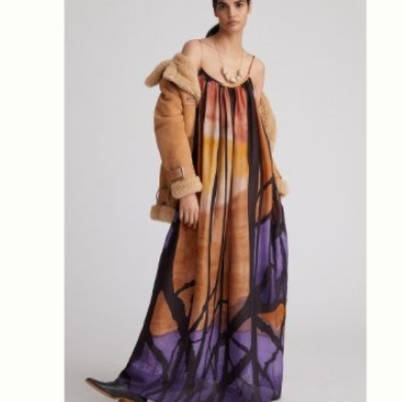 Mes Demoiselles Abstract Silk Maxi Dress NWT 36/4